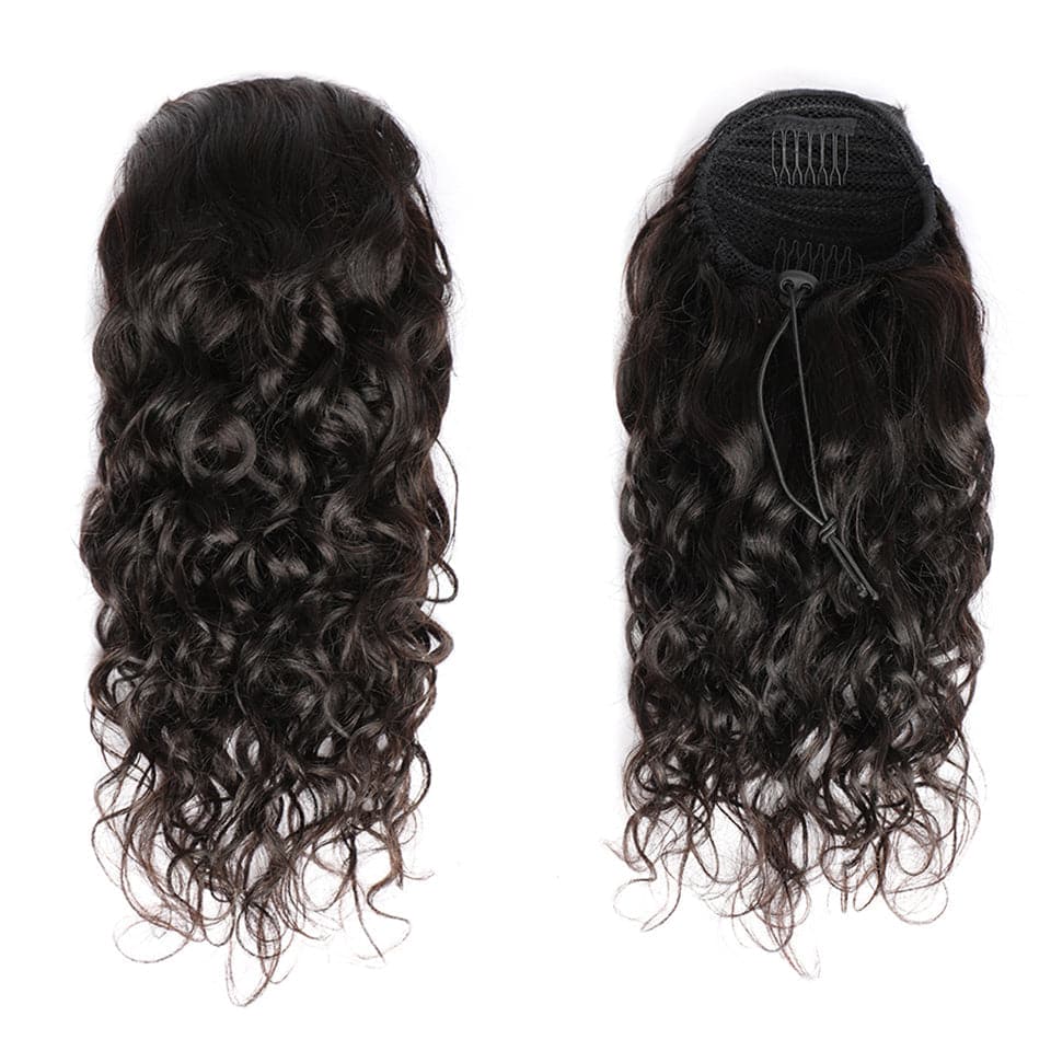 Ship In 24Hours-Lumiere Water Wave Drawstring Ponytail Human Hair Extension