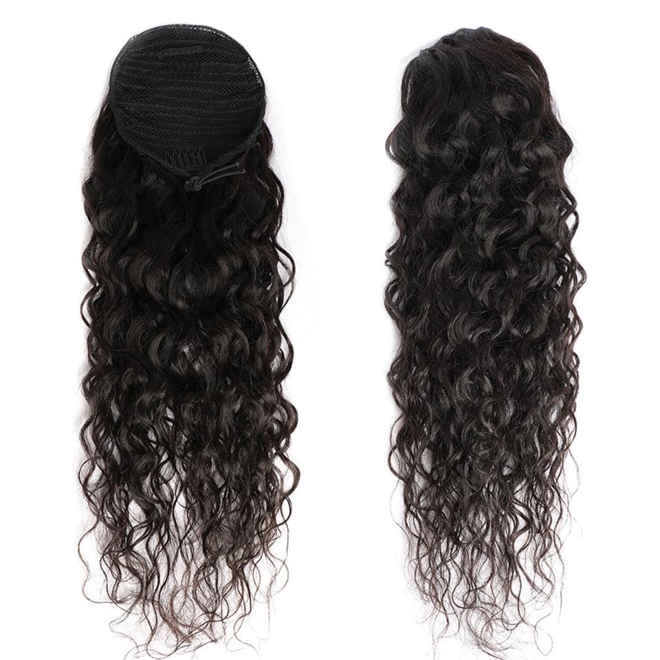 Ship In 24Hours-Lumiere Water Wave Drawstring Ponytail Human Hair Extension