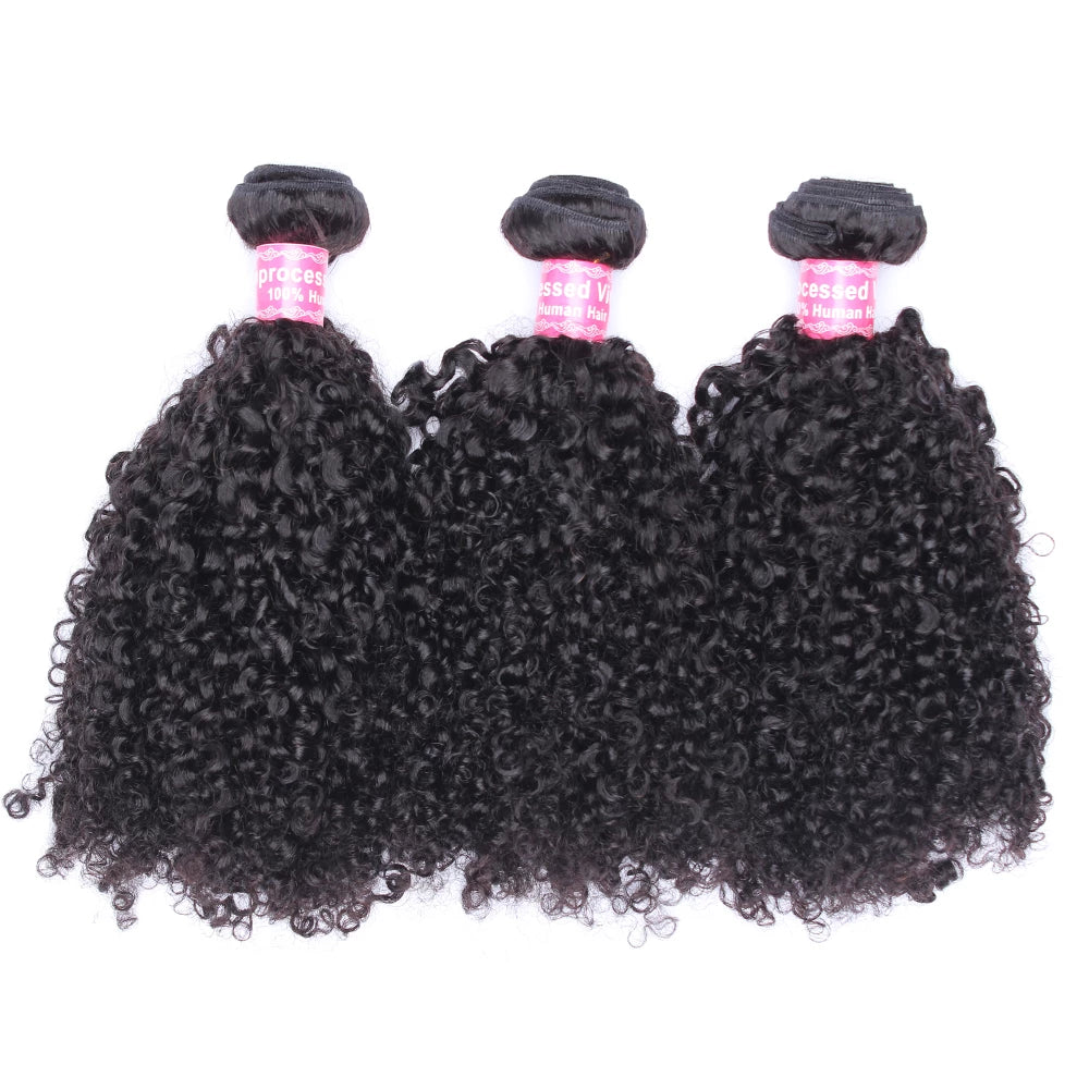 lumiere Hair Indian Afro Curly 4 Bundles Virgin Human Hair Extension