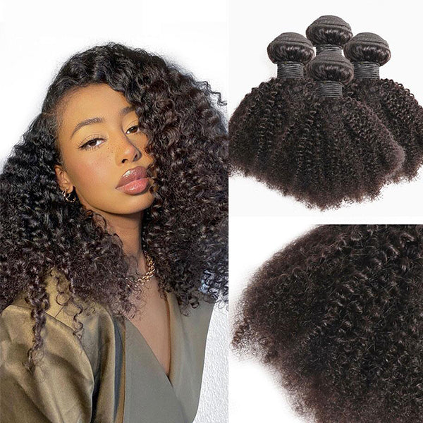 lumiere Brésilien Afro Curly 4 Bundles Extensions de Cheveux Humains Vierges 100% Cheveux Humains