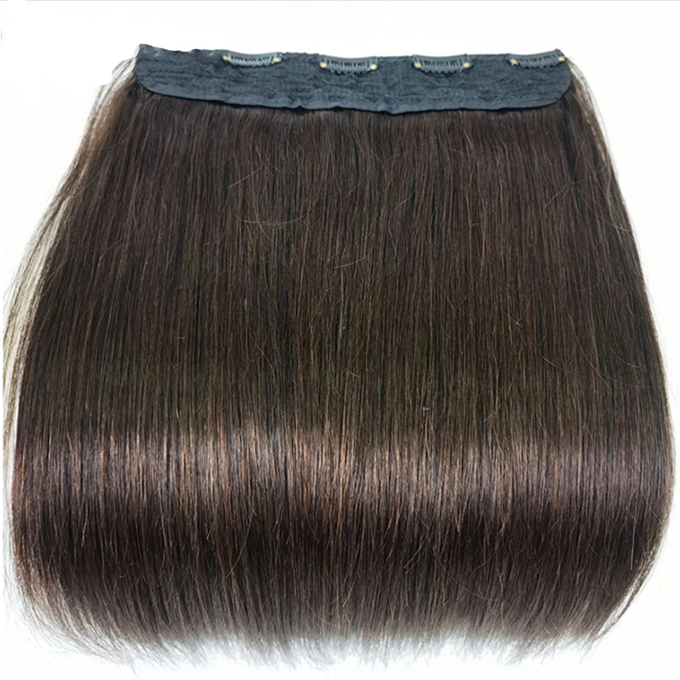 #4 Brun Lisse One Piece 5 Clips Extensions de Cheveux Naturels 100% Remy Hair