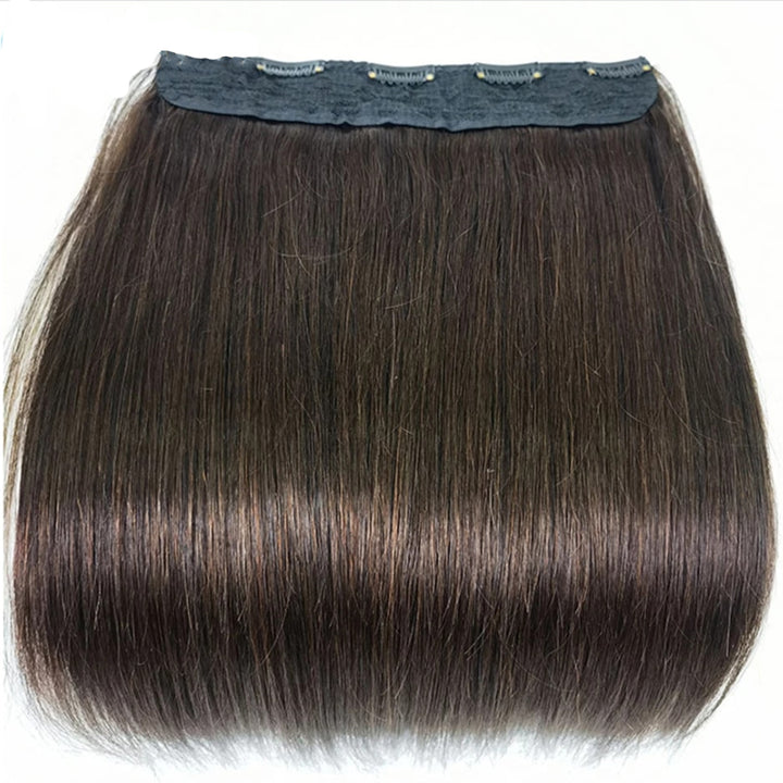 #4 Brun Lisse One Piece 5 Clips Extensions de Cheveux Naturels 100% Remy Hair