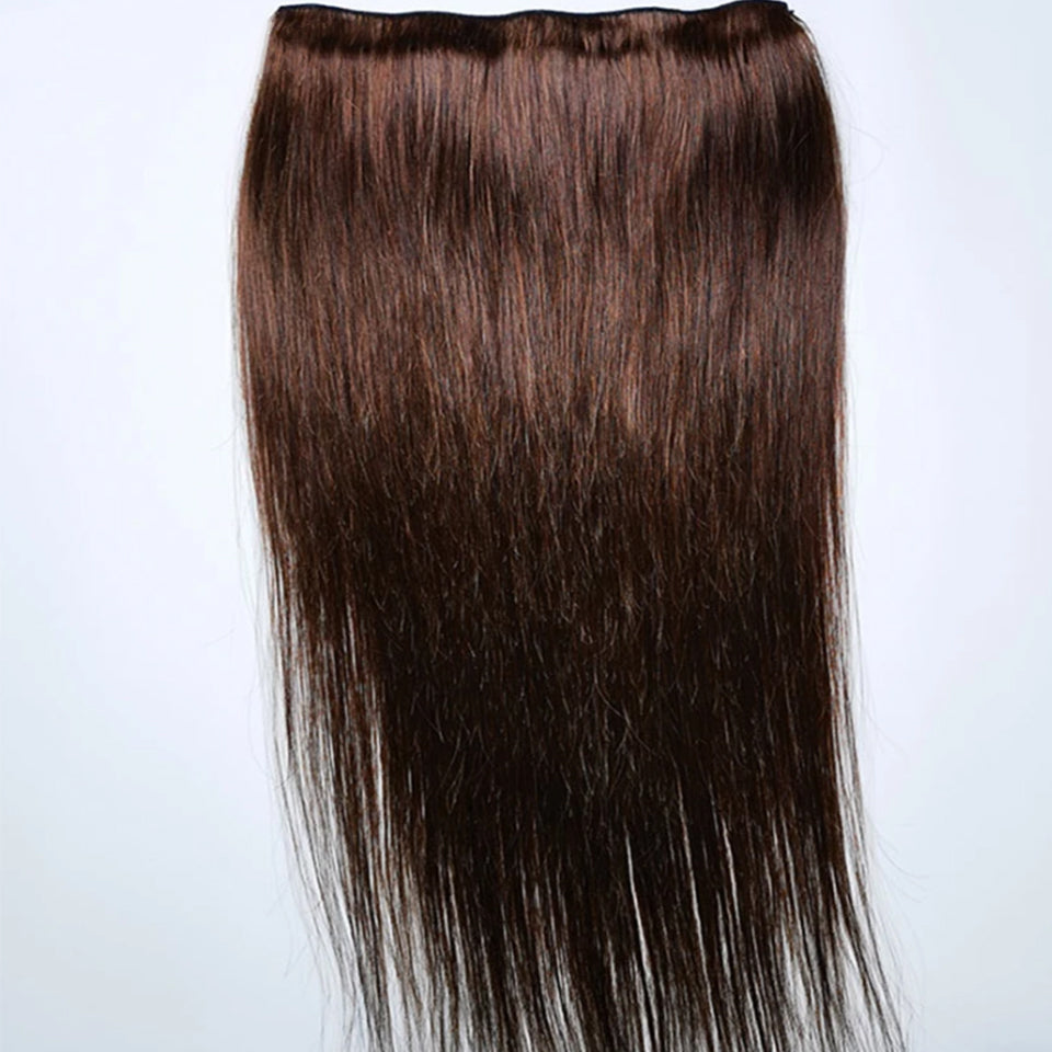 #4 Brun Lisse One Piece 5 Clips Extensions de Cheveux Naturels 100% Remy Hair