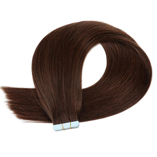 Color Hair #4 Tape In Hair Extensions Cheveux Raides Vierges Humains 20 pcs/1pack 100% Cheveux Humains