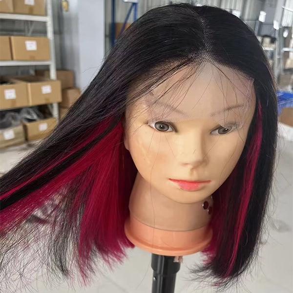 Highlight Pink Short Bob Wig 13x4 Lace Front Human Hair Wigs Brazilian Bob Wigs Straight 4x4 Lace Closure Wigs Pre Plucked