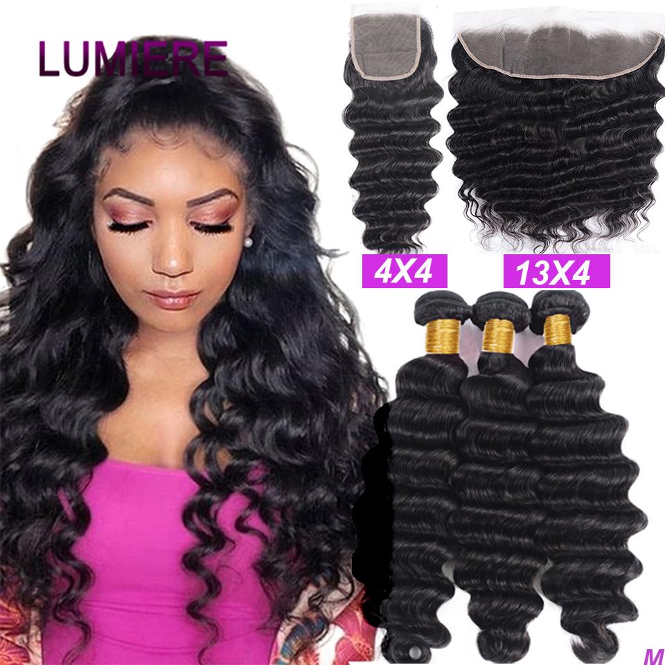 Loose Deep Wave Peruvian Hair 3 Bundles with 4x4 Closure / 13x4 Frontal  100% Human Hair extension