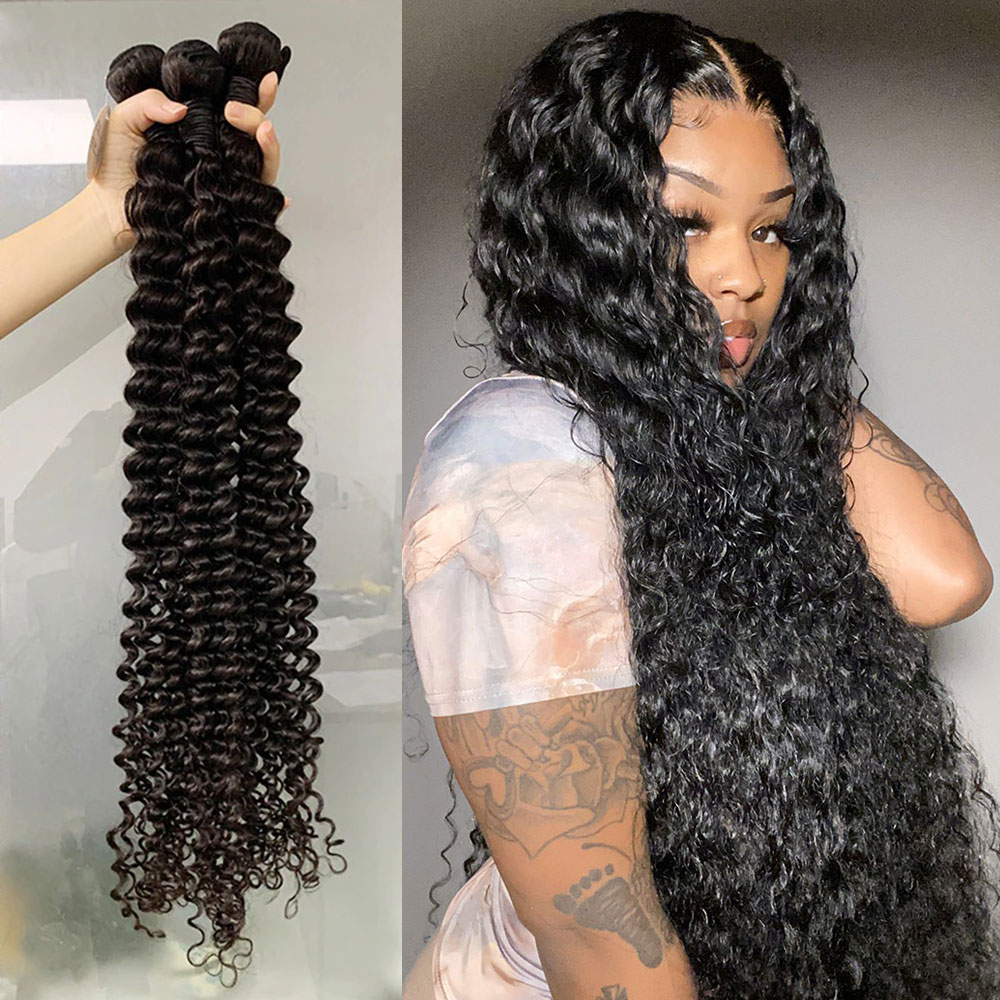 lumiere Hair Peruvian Deep Wave Virgin Hair 3 Bundles Human Hair Extension 8-40 inches - Lumiere hair