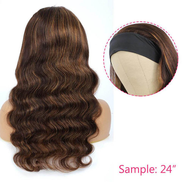 Highlight #4/27 & #4/30 Color Body Wave Headband Human Hair Wigs