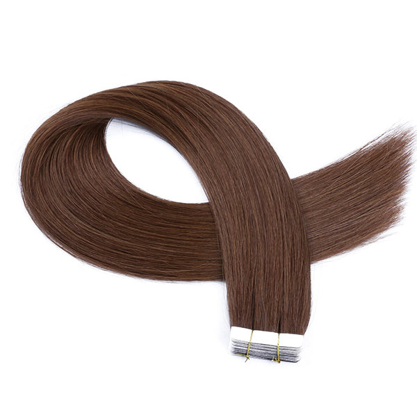 Color Hair #4 Tape In Hair Extensions Cheveux Raides Vierges Humains 20 pcs/1pack 100% Cheveux Humains