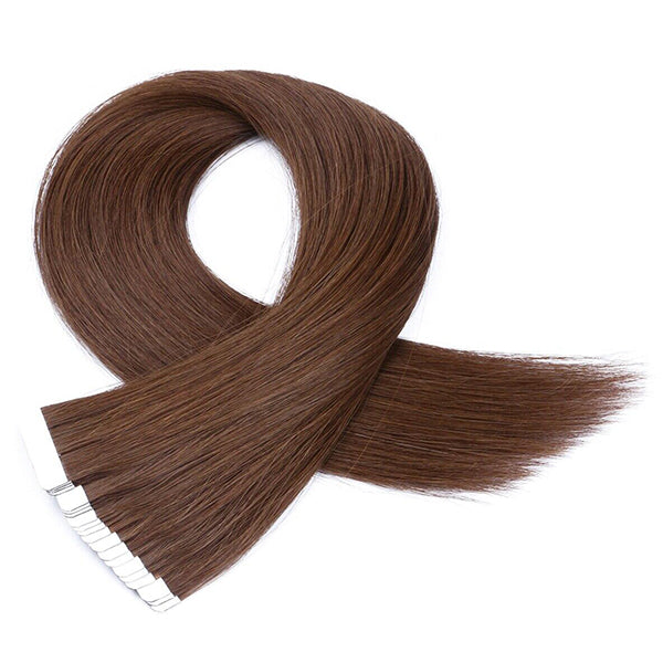 Color Hair #4 Tape In Hair Extensions Cheveux Raides Vierges Humains 20 pcs/1pack 100% Cheveux Humains