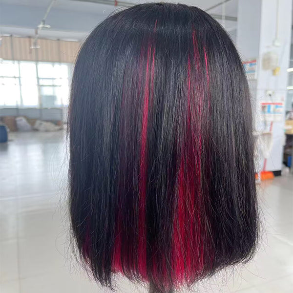 Highlight Pink Short Bob Wig 13x4 Lace Front Human Hair Wigs Brazilian Bob Wigs Straight 4x4 Lace Closure Wigs Pre Plucked
