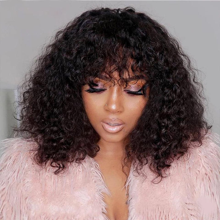 Short Curly Bob Pixie Cut Wigs None Lace Human Hair Wigs For Women