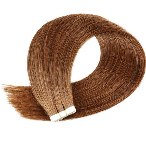 Color Hair #4 Tape In Hair Extensions Cheveux Raides Vierges Humains 20 pcs/1pack 100% Cheveux Humains