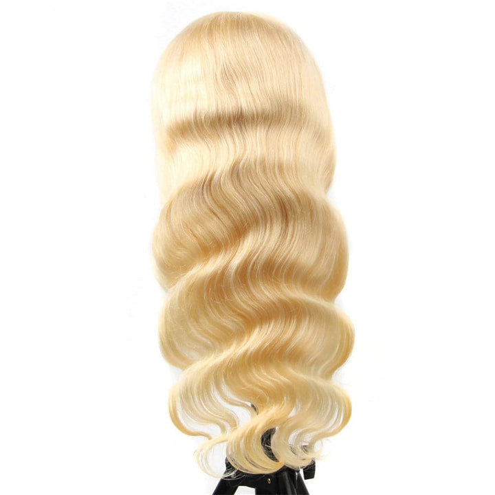 613 Blonde Body Wave Full Machine Made None Lace Front Wigs With Bangs For Women 12-24 Inches