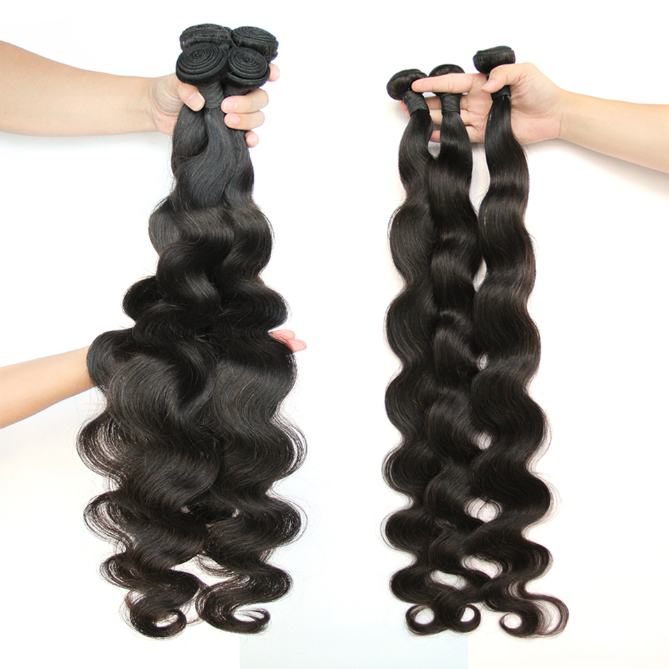 Indian Body Wave 4 Bundles With 4X4 Transparent Lace Closure Brazilian Human Hair