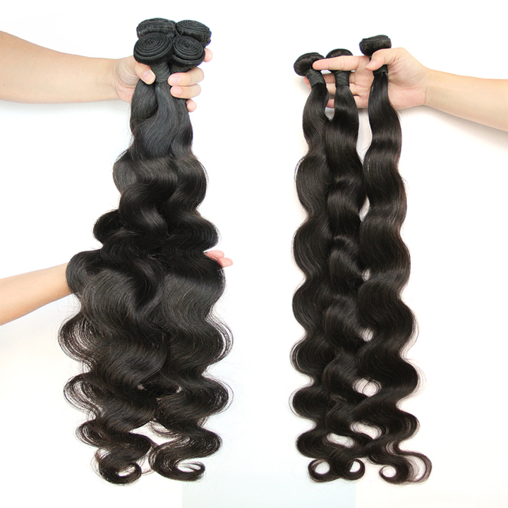 Indian Body Wave 4 Bundles With 4X4 Transparent Lace Closure Brazilian Human Hair
