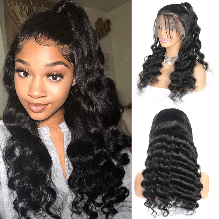 360 Lace Frontal Loose Deep Wig Pre Plucked Brazilian Human Hair