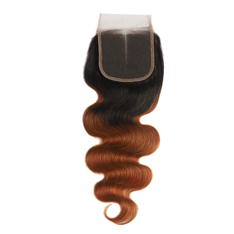 lumiere 1B/30 Ombre Body Wave 4 Bundles With 4x4 Lace Closure Pre Colored human hair - Lumiere hair