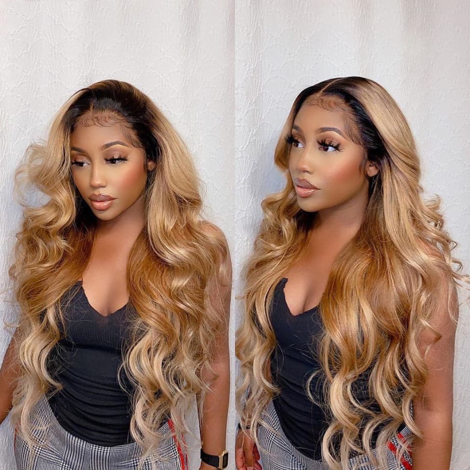 Lumiere 1B/27 Ombre Body Wave 4x4/5x5/13x4 Lace Closure/Frontal 150%/180% Density Wigs For Women Pre Plucked