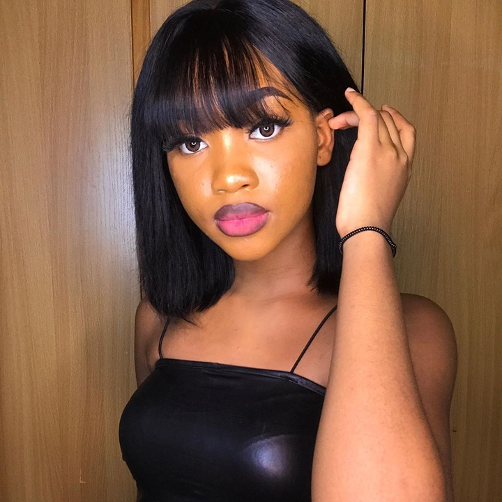 Straight Bob Full Machine Made Wigs None Lace For Women 6-14 Inches Virgin Human Hair Wig