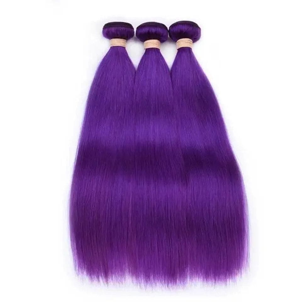 Bundles de cheveux colorés pourpres Cheveux raides 3 Bundles avec 4x4 HD Lace Closure Extensions de cheveux humains