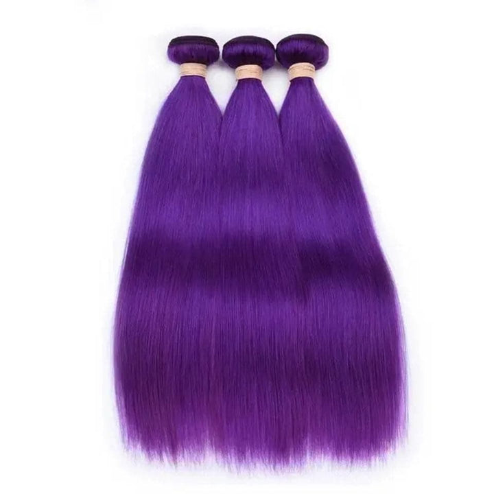 Bundles de cheveux colorés pourpres Cheveux raides 3 Bundles avec 4x4 HD Lace Closure Extensions de cheveux humains