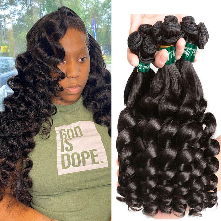 3 Bundles 10A Funmi Loose Wave Hair Bundles de cheveux humains Couleur naturelle