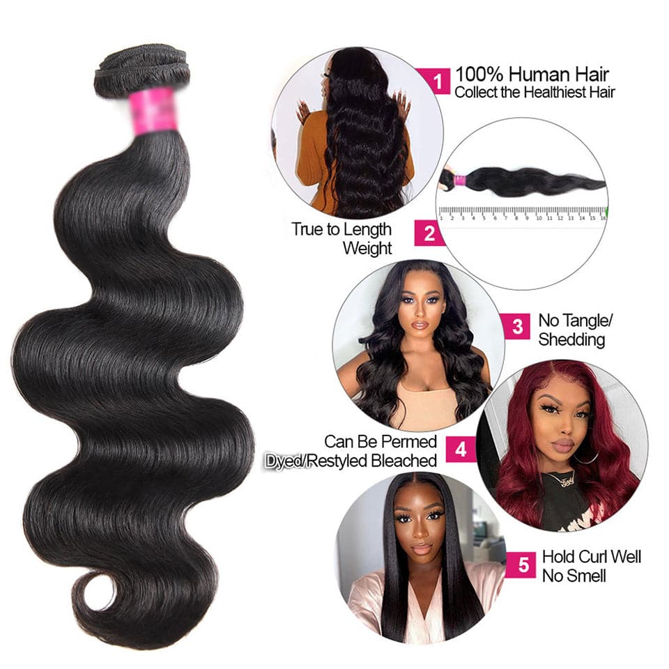 Body Wave 3 Bundles avec 4x4 HD Lace Closure Bundle de cheveux naturels avec 613 Blond HD Lace Closure