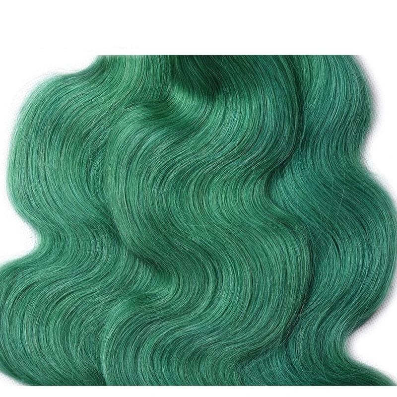 Dark Green Hair Bundles Body Wave Hair 3 Bundles with 4x4 HD Lace Closure Human Hair Extensions