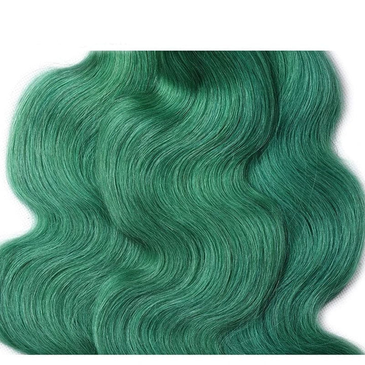 Dark Green Hair Bundles Body Wave Hair 3 Bundles with 4x4 HD Lace Closure Human Hair Extensions