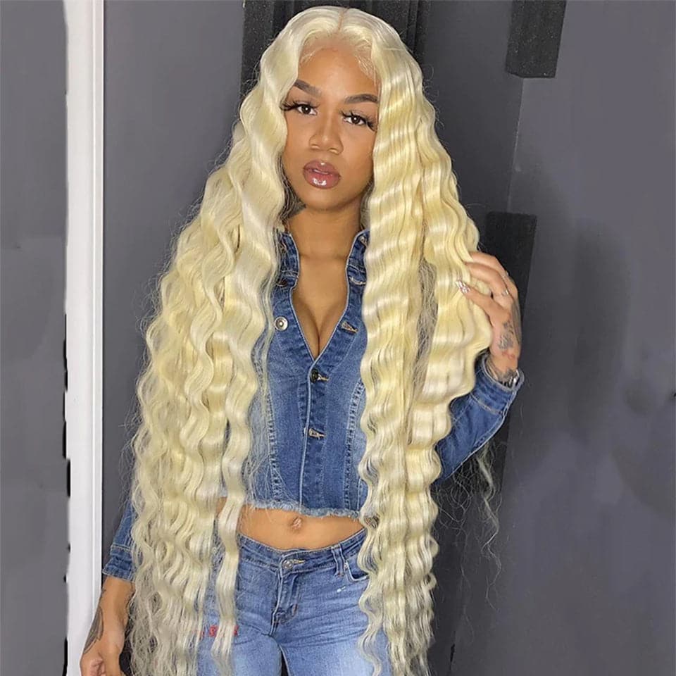 613 Honey Blonde  4x4 Lace Closure Wig Loose Deep Wave Virgin Human Hair
