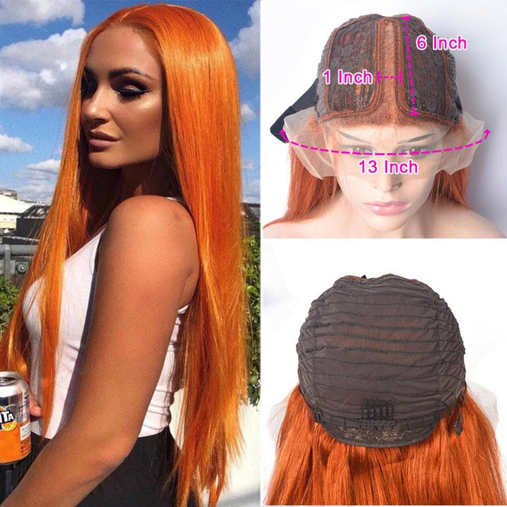 #350 Ginger straight hair lace front / T part lace wigs colored human hair wig 10-30 inch