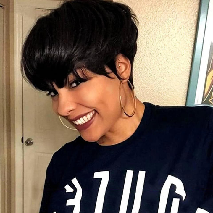 Ship In 24Hours-Lumiere Short Bob Straight Natural Wave Pixie Cut None Lace Human Hair Wigs
