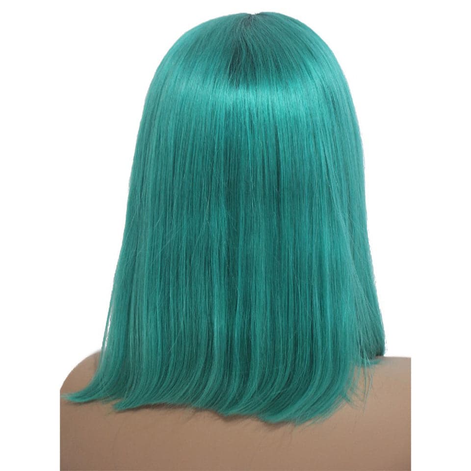 150% Density green Short Bob 13x4 Lace Front Straight Human Hair Wigs Transparent Lace