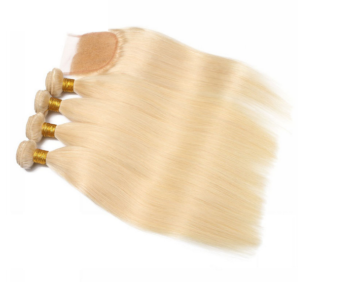 lumiere 613 Blonde straight 4 Bundles with 4*4 Closure Human Virgin Hair - Lumiere hair