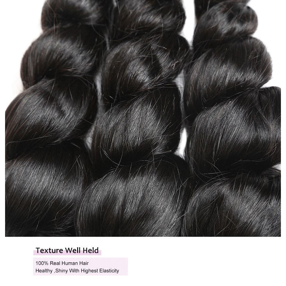 Loose Wave Brazilian 4 Bundles with 13x4 Frontal Non-remy Human Hair Extension