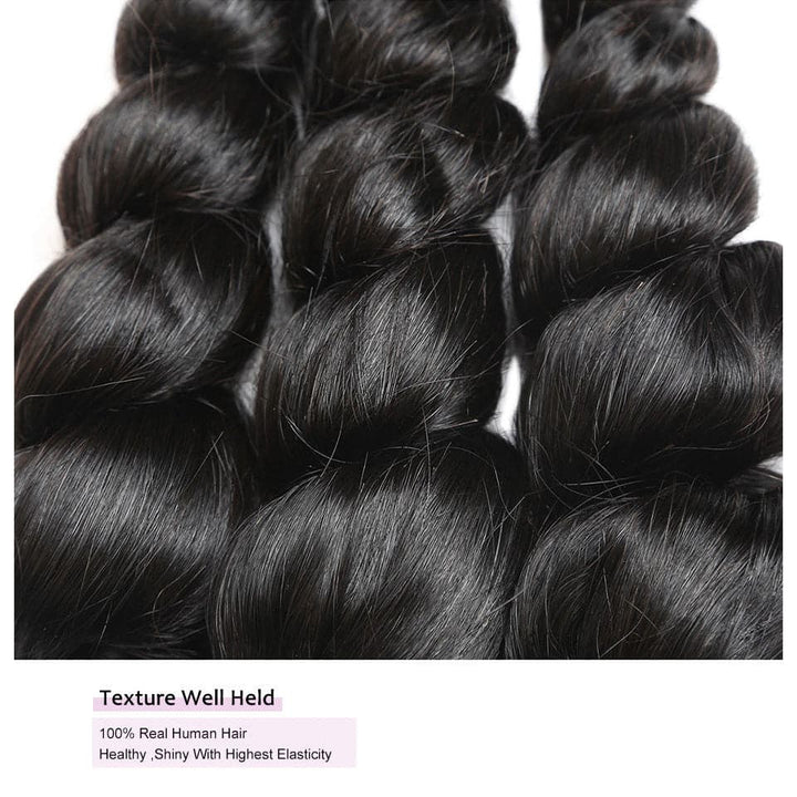 Loose Wave Brazilian 4 Bundles with 13x4 Frontal Non-remy Human Hair Extension