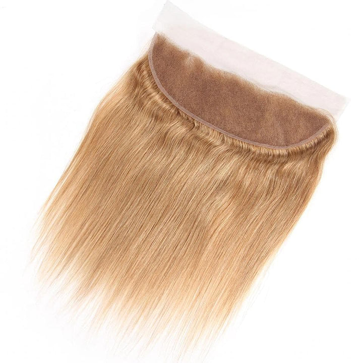 lumiere #27 light Brown Straight Hair 3 Bundles With 13x4 Lace Frontal Pre Colored Ear To Ear - Lumiere hair