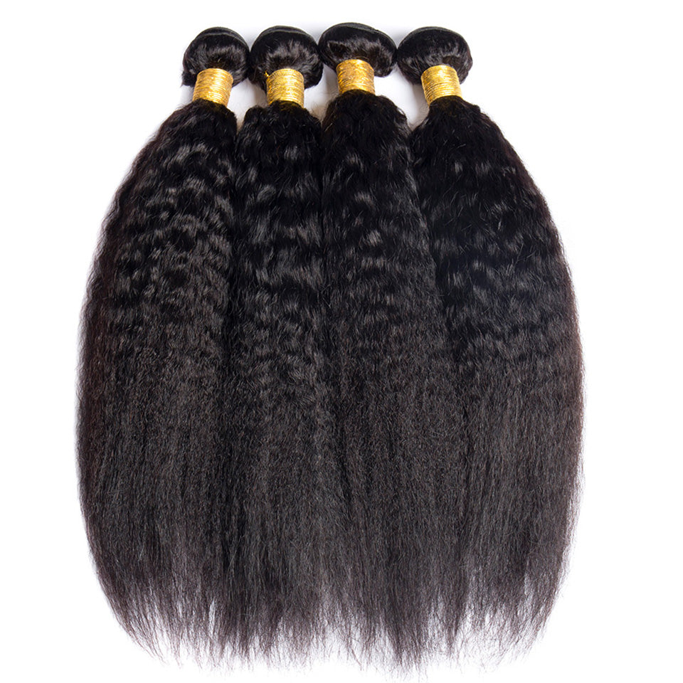 Lumiere Hair Kinky Straight 4 Bundles Brazilian Hair Extensions