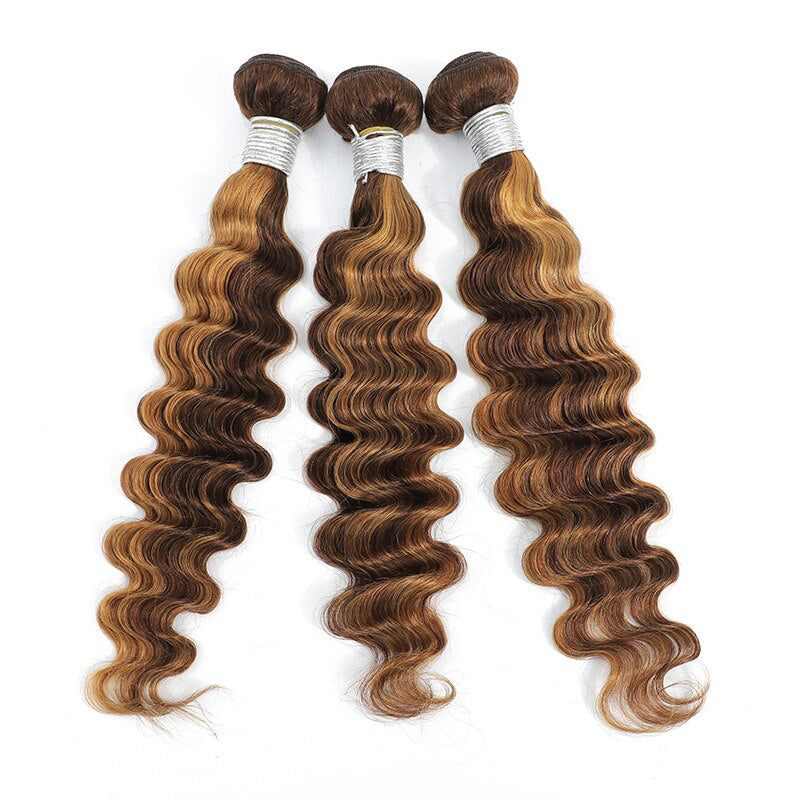 Highlight P4/27 Loose Deep 3 Bundles With 13x4 Transparent Lace Frontal Brazilian Hair