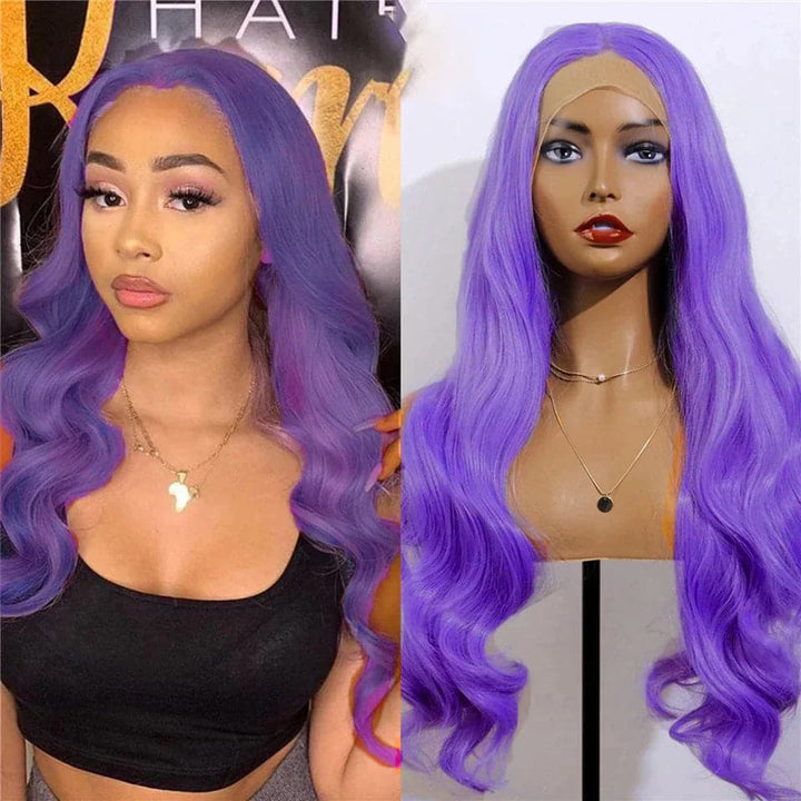 Light Purple 13x4 Lace Front Body Wave Wig Preplucked Pretty Brazilian Human Hair