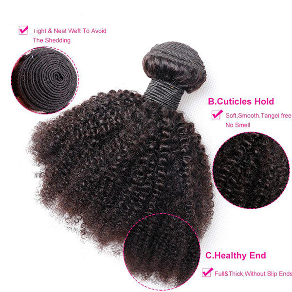 lumiere Brésilien Afro Curly 4 Bundles Extensions de Cheveux Humains Vierges 100% Cheveux Humains