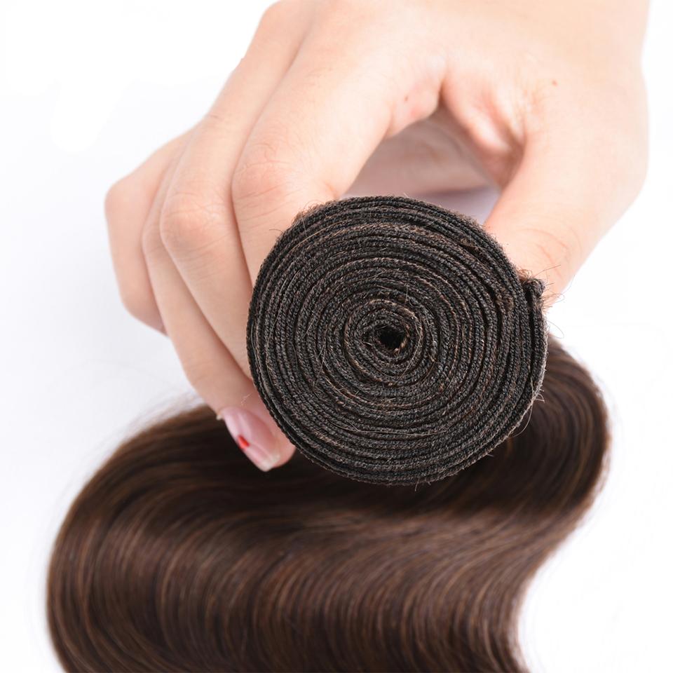 lumiere #4 Brown Body Wave 4 Bundles With 13x4 Lace Frontal Pre Colored Ear To Ear - Lumiere hair