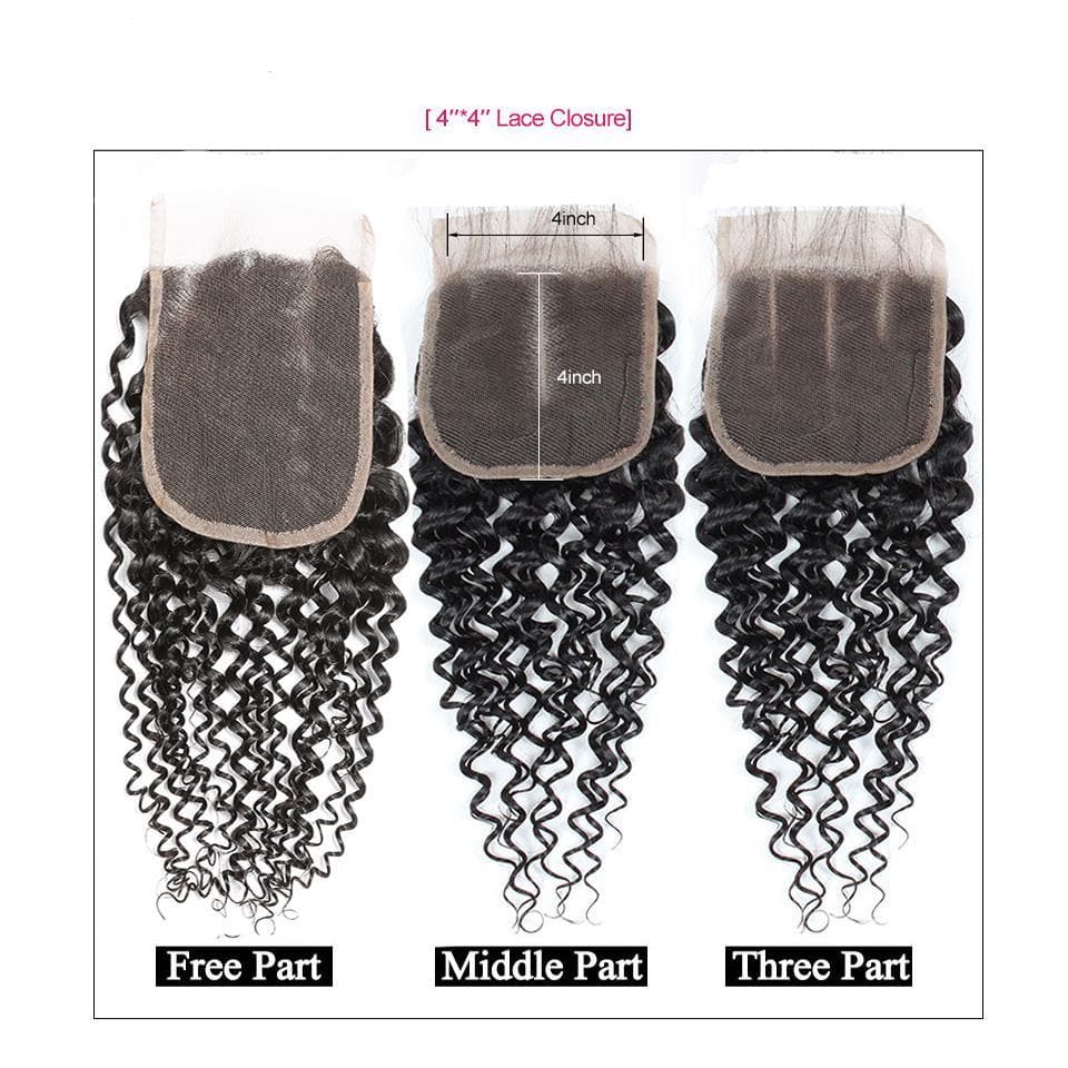 lumiere Hair One Piece Kinky Curly Virgin Human Hair 4x4 Lace Closure - lumiere Hair