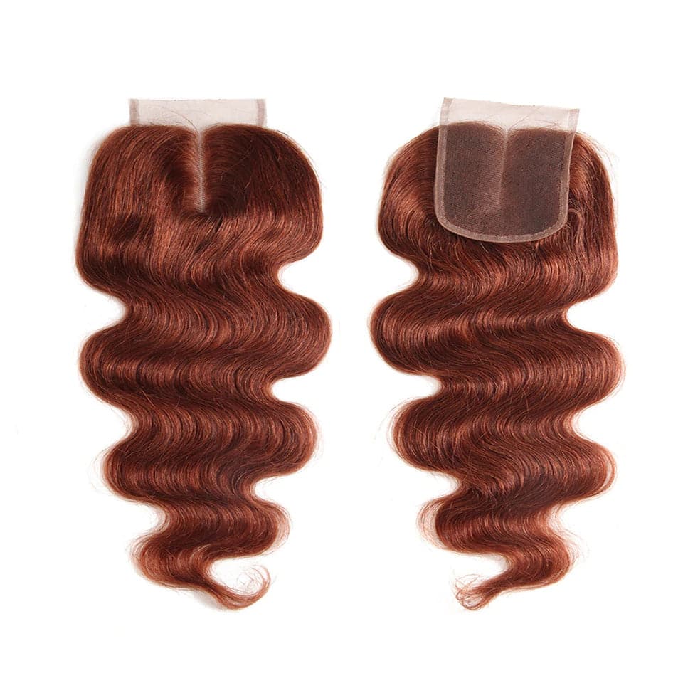 color #33 body wave 3 Bundles With Closure 4x4 pre Colored 100% virgin human hair(No Code Need)
