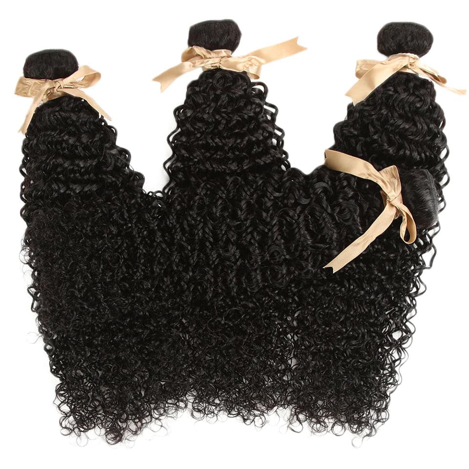 Kinky Curly Brazilian Hair Bundles 3 Bundles With 4x4 Lace Closure Remy Human Hair Extension