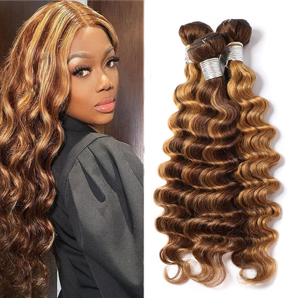 P4/27 Highlight Loose Deep Wave 4 Bundles Brazilian Remy  display picture 3