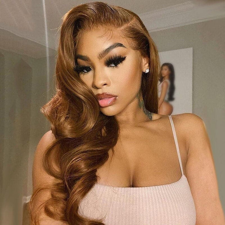 Human Hair 4X4/13X4/13x1x4 T part/Lace Front Wig #750 Color Body Wave Wig 150%