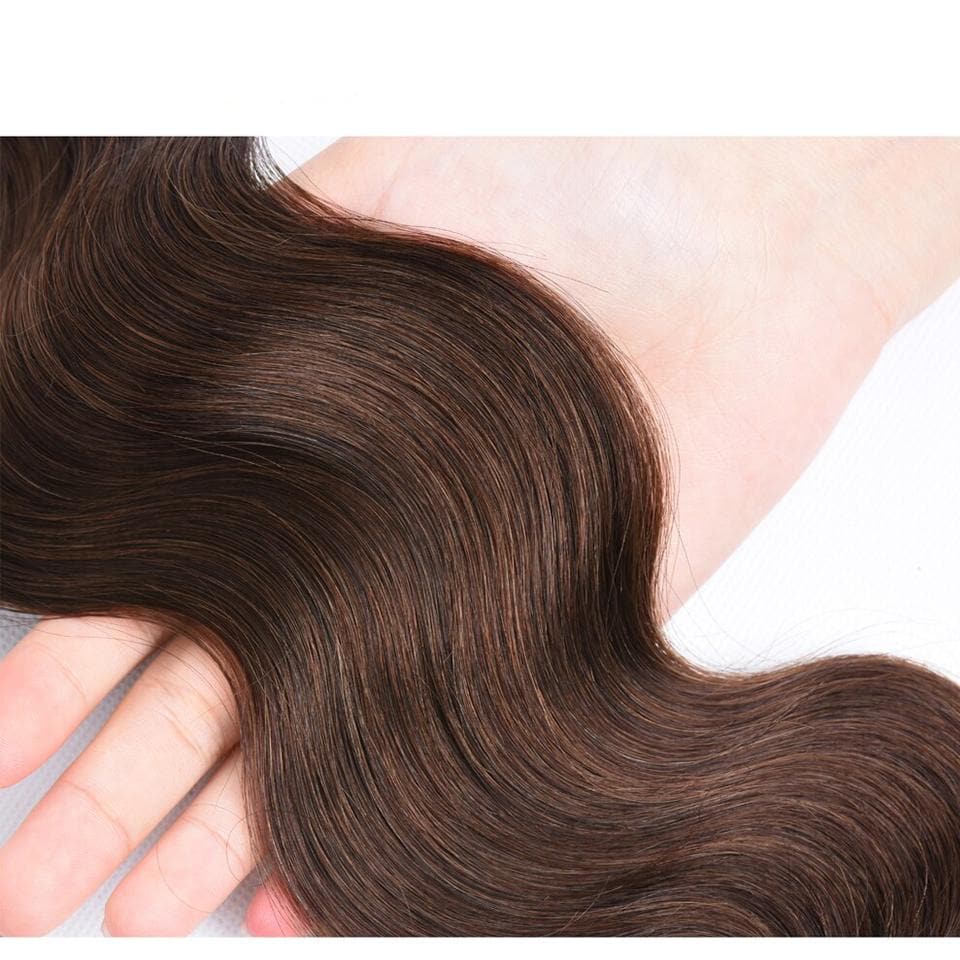 lumiere #4 Brown Body Wave 4 Bundles With 13x4 Lace Frontal Pre Colored Ear To Ear - Lumiere hair