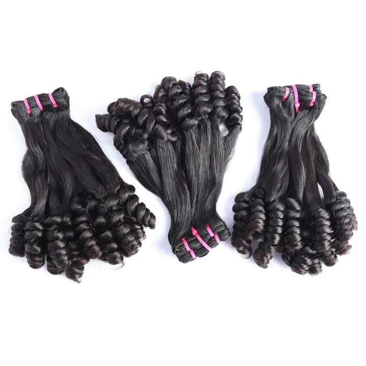 Straight Funmi 3 PCS Human Hair Bundles with 4x4 Lace Closure  3+1 Hair Bundles with HD Transparent Lace Closure